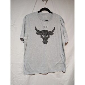 Under‎ Armour Project Rock Gray Bull Graphic T-Shirt Gym Workout Top Men's XL
